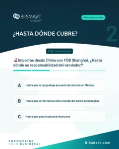 Test de incoterms: pregunta 2 sobre FOB y responsabilidad del proveedor