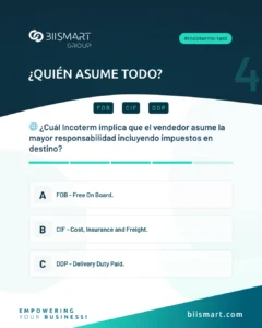 Pregunta 4 del test: responsabilidad del vendedor en DDP